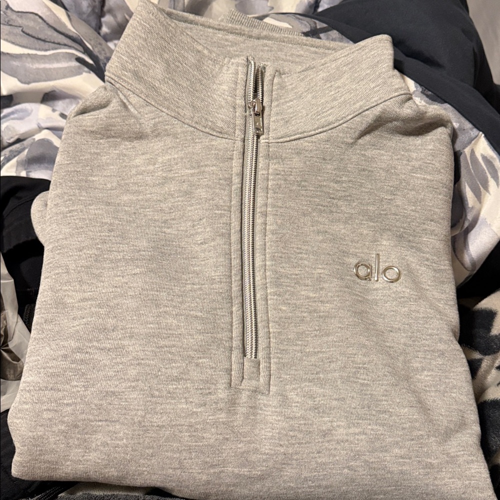 NEW ALO Yoga Heather Gray Quarter-Zip Pullover